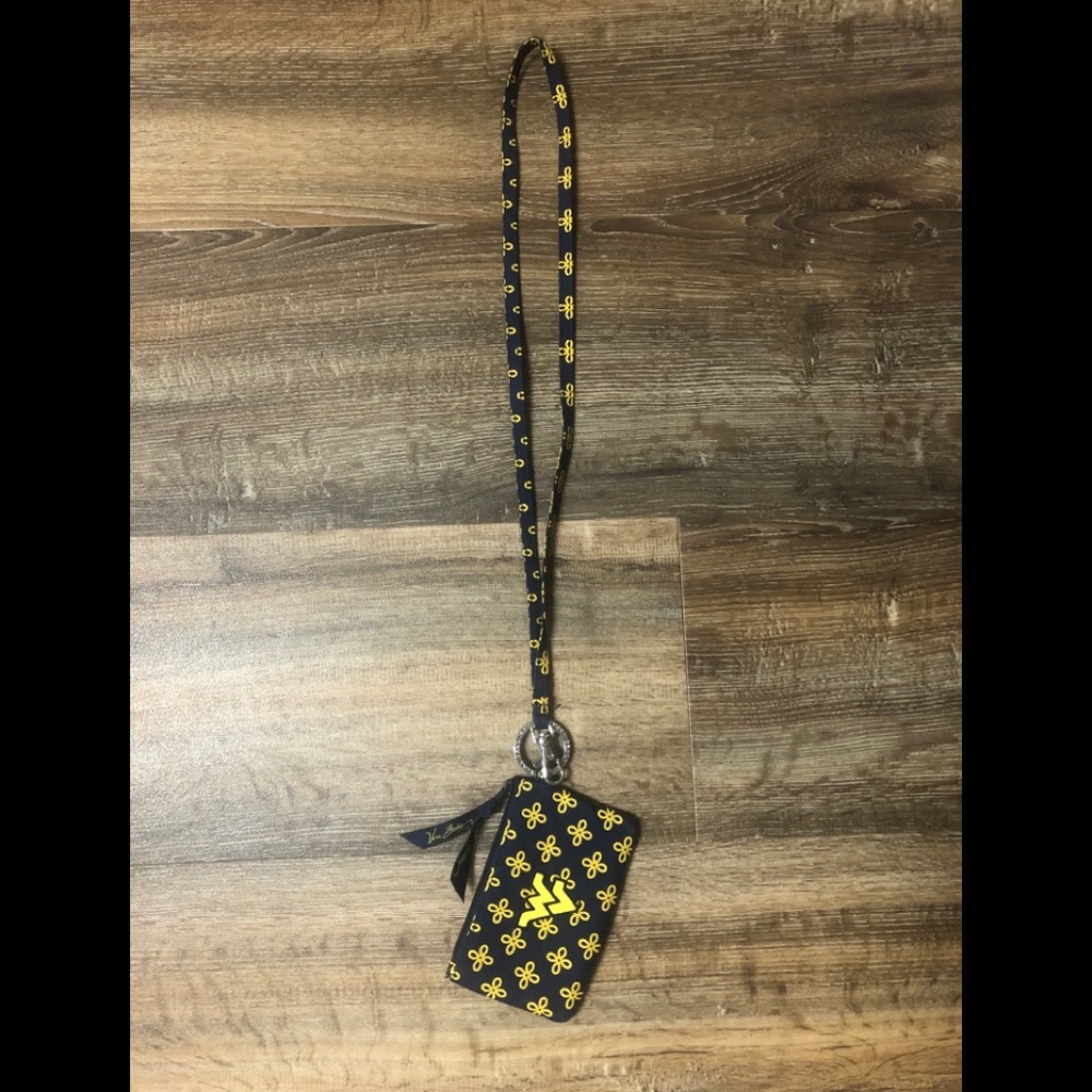 Vera Bradley lanyard w ID zipper in WVU theme